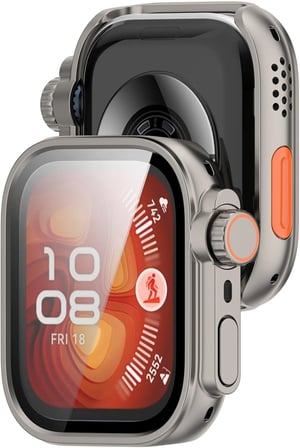 [Change-Case] Huawei Watch Fit 4 Pro için 2’si 1 Arada Sert Polikarbonat Kasa Koruyucu Dokunma ve Netliği Etkilemeyen Darbelere ve Çizilmeye Karşı Fit 4 Pro Ekran Koruyucu Kılıfı (Titanium)