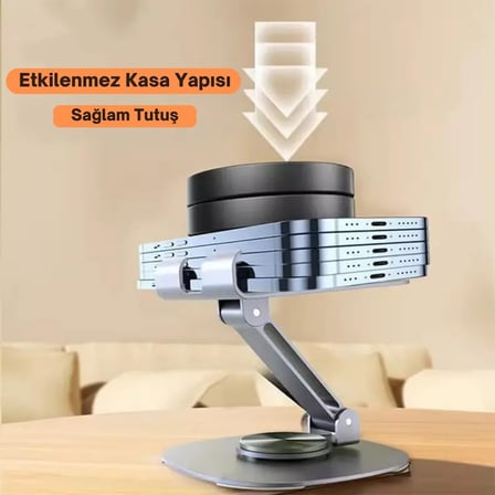 Masaüstü Alüminyum Telefon Tutucu, Katlanabilir Telefon Standı, Ergonomik Tasarım, Dayanıklı Sağlam Yapı, Evrensel Uyum (Gri Renk)