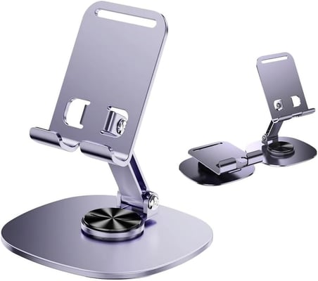 Ht-72 Metal Masa Üstü Telefon Tutucu Alüminyum 360 Derece Dönebilir Tablet Standı Lila