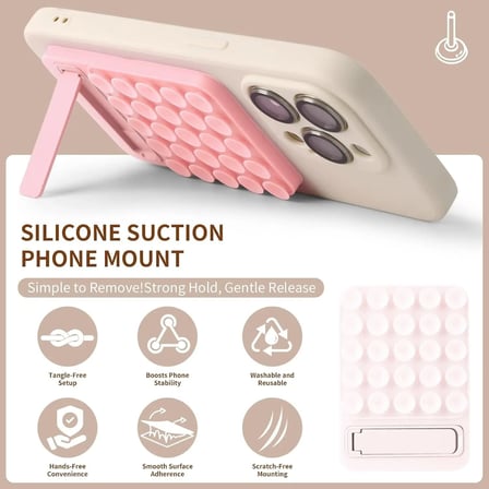 Dikdörtgen Vantuzlu Telefon Tutucu Stand Olabilen pop-it telefon tutacağı Taşınabilir Silikon Yumuşak Telefon Standı Geniş Kullanım Alanı (Siyah)