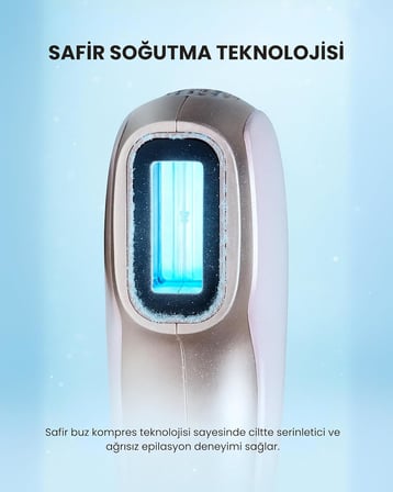 Safir Soğutma Özellikli IPL Lazer Epilasyon Aleti (Rosegold) - Safir Cam, Yüz ve Vücut, Hassas Bölge, Soğutma Modu + Gözlük ve Çanta Hediyeli