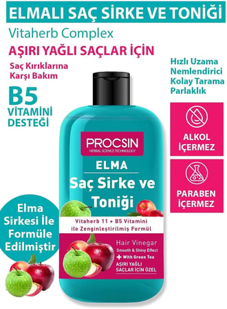 Aşırı Yağlanma Karşıtı Elmalı Saç Sirke ve Toniği 250 ML