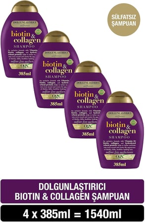Biotin & Kolajen Dolgunlaştırıcı Şampuan, 385 ml, 4'lü Paket