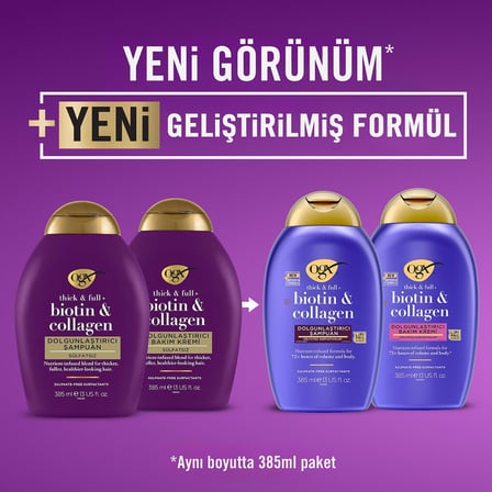 Biotin & Kolajen Dolgunlaştırıcı Şampuan, 385 ml, 4'lü Paket