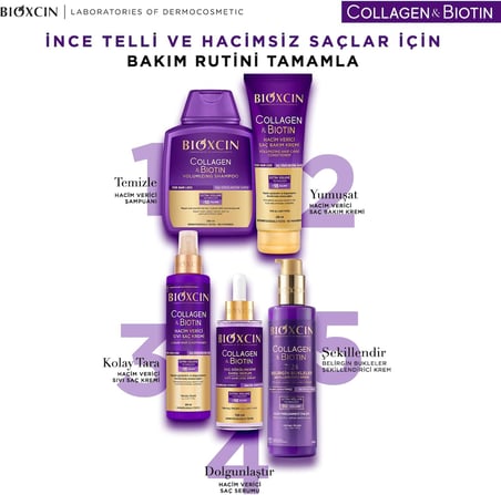 Collagen & Biotin Ekstra Hacim Sıvı Saç Kremi 200 ml - İnce ve Seyrek Saçlar