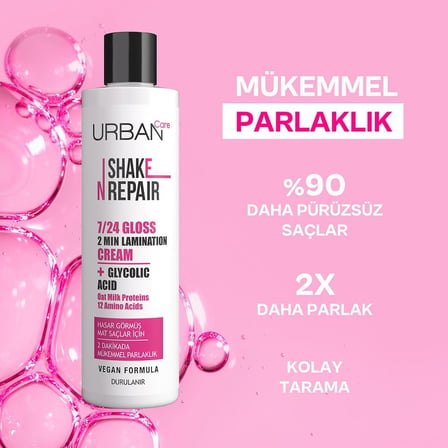 Shake N Repair 7/24 Glikolik Asit İçeren Gloss Laminasyon Parlaklık Etkili Bakım Kremi, 200 Mililitre, Vegan