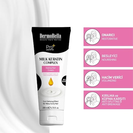 DermoBella Milk Keratin Complex Bukle Şekillendirici Saç Kremi 200 ml