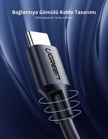 USB C to USB C 3A Hızlı Şarj ve Data Kablosu Beyaz 50 CM