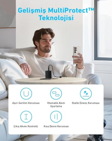 45W USB-C Şarj Cihazı + C Kablo Siyah-B2653