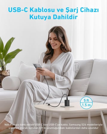 45W USB-C Şarj Cihazı + C Kablo Siyah-B2653