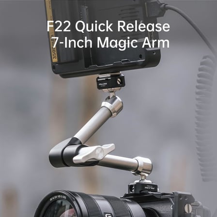 F22 Quick Release 7 Inch 360° Çift Ball Head Metal Extension Magic Arm Gri - 2974B