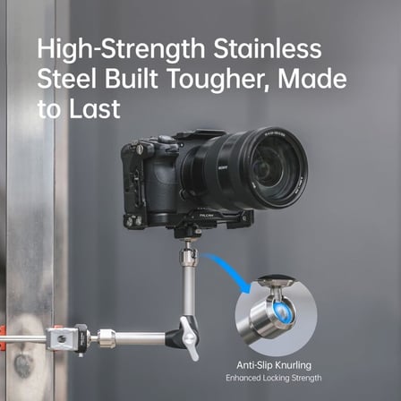 F22 Quick Release 7 Inch 360° Çift Ball Head Metal Extension Magic Arm Gri - 2974B