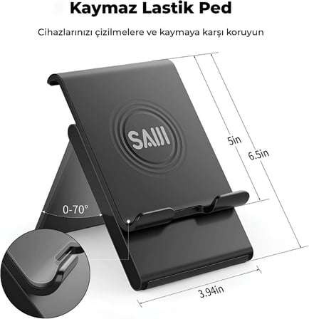 Saiji S0 Cep Telefonu için Katlanabilir Akıllı Telefon Şarj Standı, Seyahat Standı, Mükemmel Dayanıklılık, Çalışma Masası, 4-8 İnç iPhone 14 Pro Max, 13 ile Uyumlu