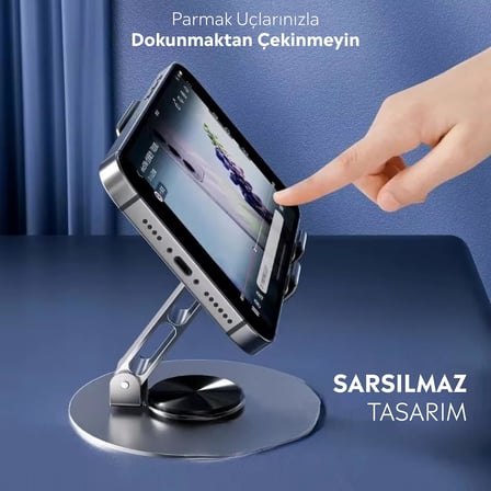 iPhone Samsung Xiaomi Reeder Oppo Huawei Ayarlanabilir Masaüstü Telefon Tutacağı ( Siyah )