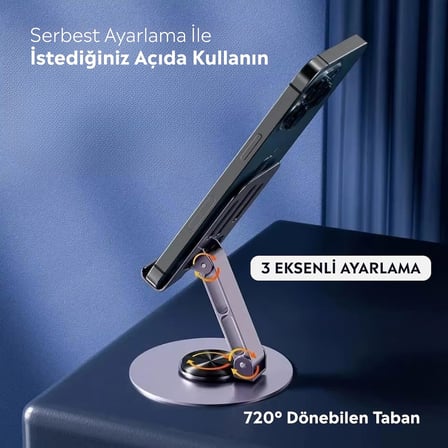 iPhone Samsung Xiaomi Reeder Oppo Huawei Ayarlanabilir Masaüstü Telefon Tutacağı ( Siyah )