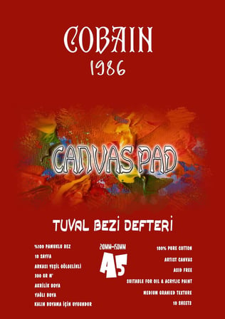 Cobain 1986 Tuval Bezli Resim Defteri - Akrilik, Yağlıboya & Guaj Uyumlu 300GR (A5)