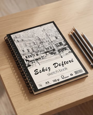 Paperart Eskiz Defteri, A5 148,5x210 mm, 100 gr, 50 Yaprak, Kağıt Malzeme