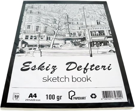 Paperart Eskiz Defteri, A4 210x297 mm, 100 gr, 50 Yaprak, Kağıt Malzeme