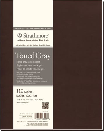 400 Geri Dönüşümlü Toned Gray Eskiz Defteri Softcover - P481-107-4, 56 Yaprak, 20 x 25 cm, 89 g/m², Gri
