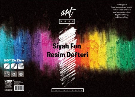 Clara Renkli Resim Defteri Siyah Fon 160 gr 25 x 35 16 Yaprak