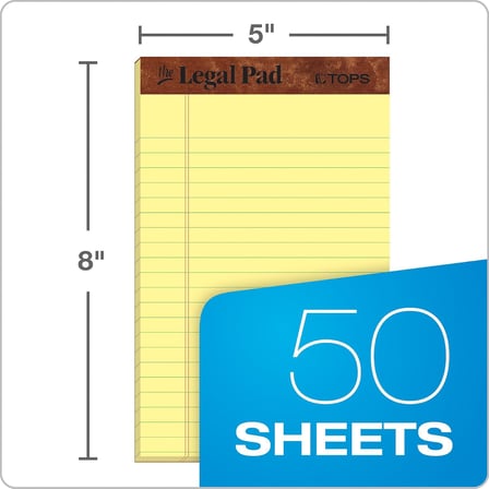 12,7 x 20,3 cm Yasal Bloknotlar, 12’li Paket, The Legal Pad Markası, Dar Çizgili, Sarı Kağıt, Her Yazı Bloknotunda 50 Yaprak, ABD’de Üretilmiştir