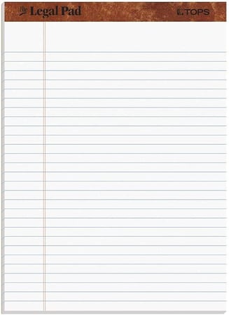 8,5 x 11 Yasal Ped, 12'li Paket, The Legal Pad Markası, Geniş Çizgili, Beyaz Kağıt, Yazı Defteri Başına 50 Yaprak, ABD'de Üretilmiştir (7533)