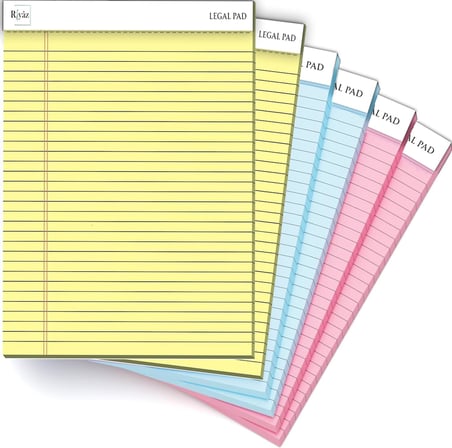 A5 Boyut, 3 farklı renkli Legal Pad, Notluk, Notepad, Defter, Herbiri 50 Yaprak, Geniş Satır aralığı, okul, iş ve ofis için, Türk Malı