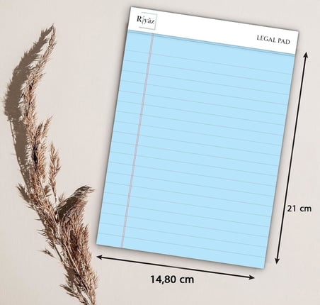 A5 Boyut, 3 adet Mavi Renkli Legal Pad, Notluk, Notepad, Defter, Herbiri 50 Yaprak, Geniş Satır aralığı, okul, iş ve ofis için, Türk Malı