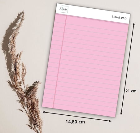 A5 Boyut, 3 adet Pembe Renkli Legal Pad, Notluk, Notepad, Defter, Herbiri 50 Yaprak, Geniş Satır aralığı, okul, iş ve ofis için, Türk Malı