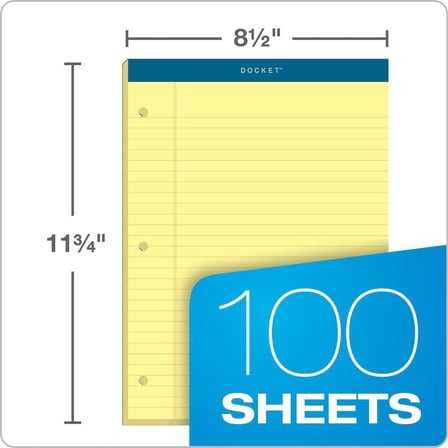 Double disket Writing Tablet ile ekstra sert arka taraf, 8 – 1/2 x 11 – 3/10,2 cm, delikli, 3-delik delikli, Kanarienvoegel, Legal/Genişlik Rule, 100 yaprak Pro blok, 3 PADS Pro Pack (63392)