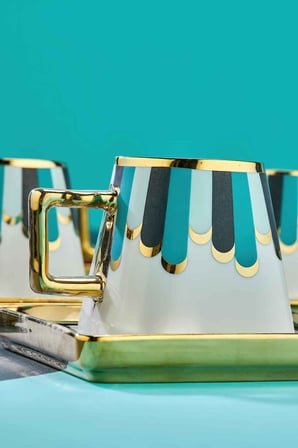 Cooker Valera Gold Yaldızlı 6 Kişilik 220 ml Porselen Çay ve Kahve Fincan Takımı CKR3462