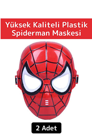 Premium Yüksek Kaliteli Plastik Eğlenceli Spiderman Figür Unisex Örümcek Adam Maskesi 2 Adet