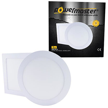 Ayt Powermaster 3W Sıva Altı 6500K Beyaz 74mm Yuvarlak Slim Spot Panel