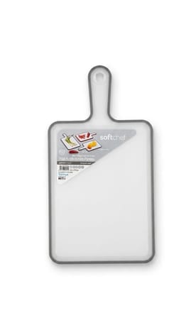 Softchef Maxi Kulplu Kesim Panosu, 41.2 x 21.4 cm, Kaydırmaz Plastik Mutfak Kesme Tahtası, BPA İçermez Sebze, Meyve ve Et Doğrama Panosu