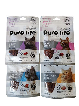 PURE LİFE + PLUS KEDİ ÖDÜL MAMASI 80GR * 4 PAKET