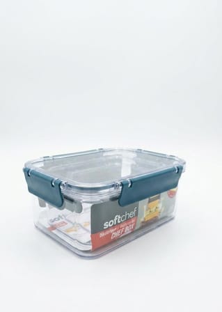 Softchef 3'lü Sızdırmaz Saklama Kabı Seti - 375 ml / 800 ml / 1700 ml Dikdörtgen Kilitli Erzak ve Erzak Kutusu, BPA Free Şeffaf Buzdolabı İçi Düzenleyici Organizer (LACİVERT)