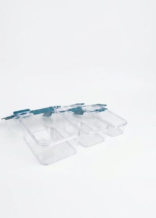 Softchef 3'lü Sızdırmaz Saklama Kabı Seti - 375 ml / 800 ml / 1700 ml Dikdörtgen Kilitli Erzak ve Erzak Kutusu, BPA Free Şeffaf Buzdolabı İçi Düzenleyici Organizer (LACİVERT)