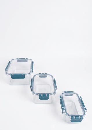 Softchef 3'lü Sızdırmaz Saklama Kabı Seti - 375 ml / 800 ml / 1700 ml Dikdörtgen Kilitli Erzak ve Erzak Kutusu, BPA Free Şeffaf Buzdolabı İçi Düzenleyici Organizer (LACİVERT)