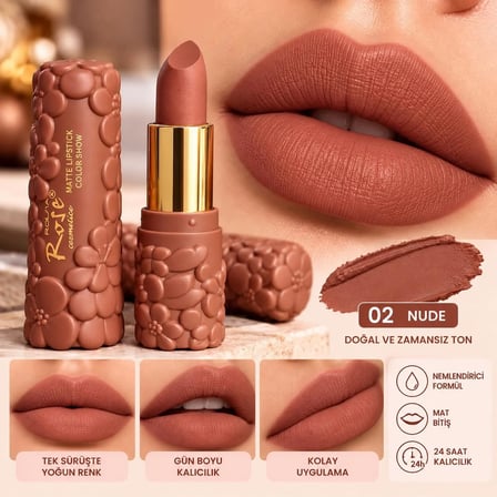 ROSE HATTE LIPSTICK COLOR SHOW MAT PEMBE RUJ