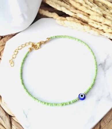 Yeşil Nazar Boncuklu Halhal