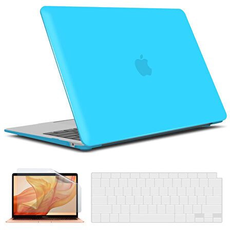 Apple MacBook Pro 13 inç M1 Çip A2338 Uyumlu Alt Üst Kılıf + Klavye Kılıfı + Ekran Koruyucu Film