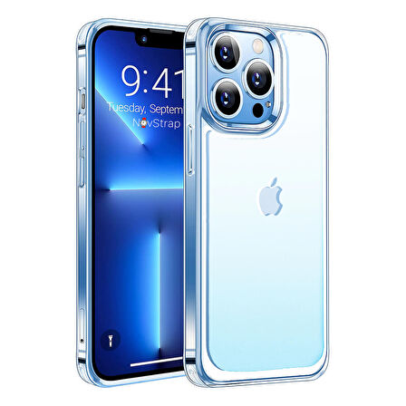iPhone 13 Uyumlu Kılıf (6.1) Şeffaf Arkası Polikarbon Cam Armour Zırh Kapak Sararma Yapmayan