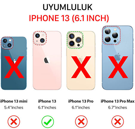 iPhone 13 Uyumlu Kılıf (6.1) Şeffaf Arkası Polikarbon Cam Armour Zırh Kapak Sararma Yapmayan