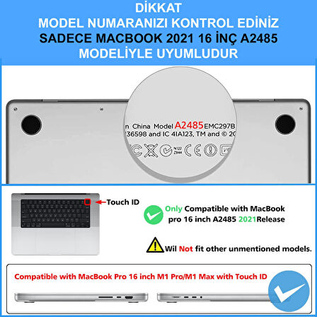 NovStrap Apple Macbook Pro 16 inç 2021 M1 Pro/Max A2485 Uyumlu Kılıf Kapak Matte Anti Fingerprint