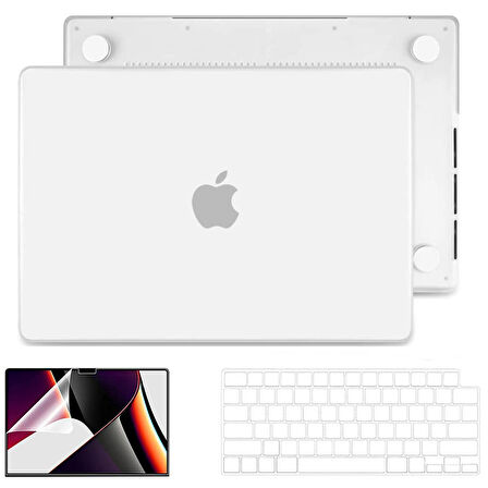 NovStrap Apple MacBook Pro 2021 M1 16.2 inc A2485 Uyumlu Mat Alt Üst Kılıf + Klavye Kılıfı + Film