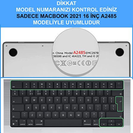 NovStrap Apple MacBook Pro 2021 M1 16.2 inc A2485 Uyumlu Mat Alt Üst Kılıf + Klavye Kılıfı + Film