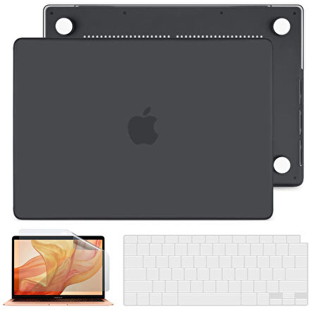 NovStrap Apple MacBook Air 13 inç 2021 M1 Çip A2337 Uyumlu Mat Frosted Kılıf + Klavye Kılıfı + Film