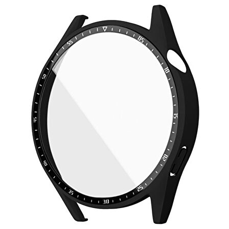 NovStrap Huawei Watch GT3 46mm ile Uyumlu Ekran Koruyucu Temperli Cam ve Kasa Koruyucu Sert PC