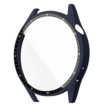 NovStrap Huawei Watch GT3 46mm ile Uyumlu Ekran Koruyucu Temperli Cam ve Kasa Koruyucu Sert PC