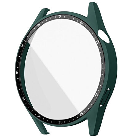 NovStrap Huawei Watch GT3 46mm ile Uyumlu Ekran Koruyucu Temperli Cam ve Kasa Koruyucu Sert PC